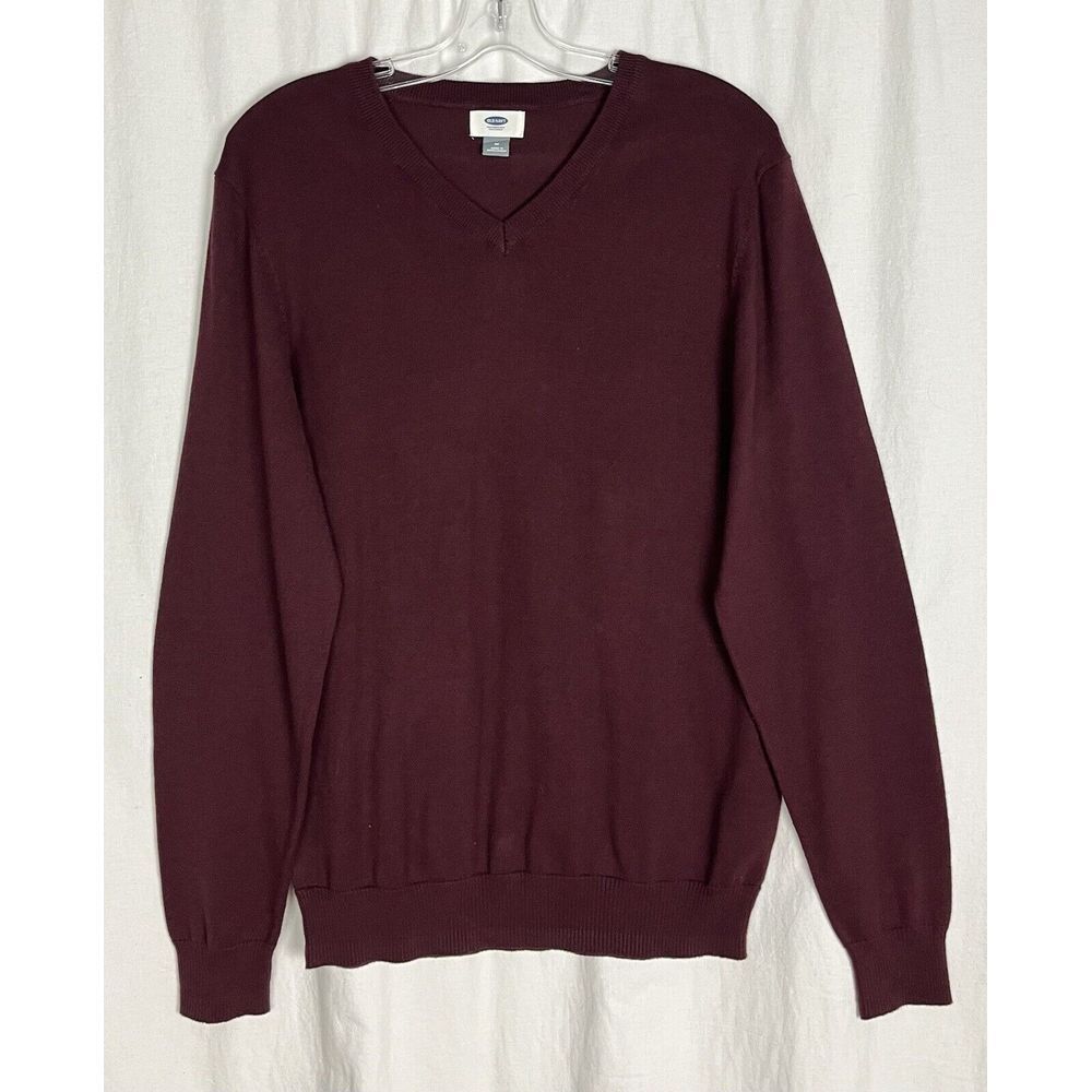 OLD NAVY Men Dark Red 100% Cotton Long Sleeve Sweater Size M New